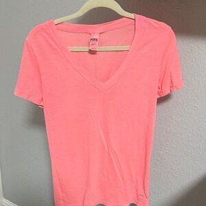 Pink V-Neck Women's Top M